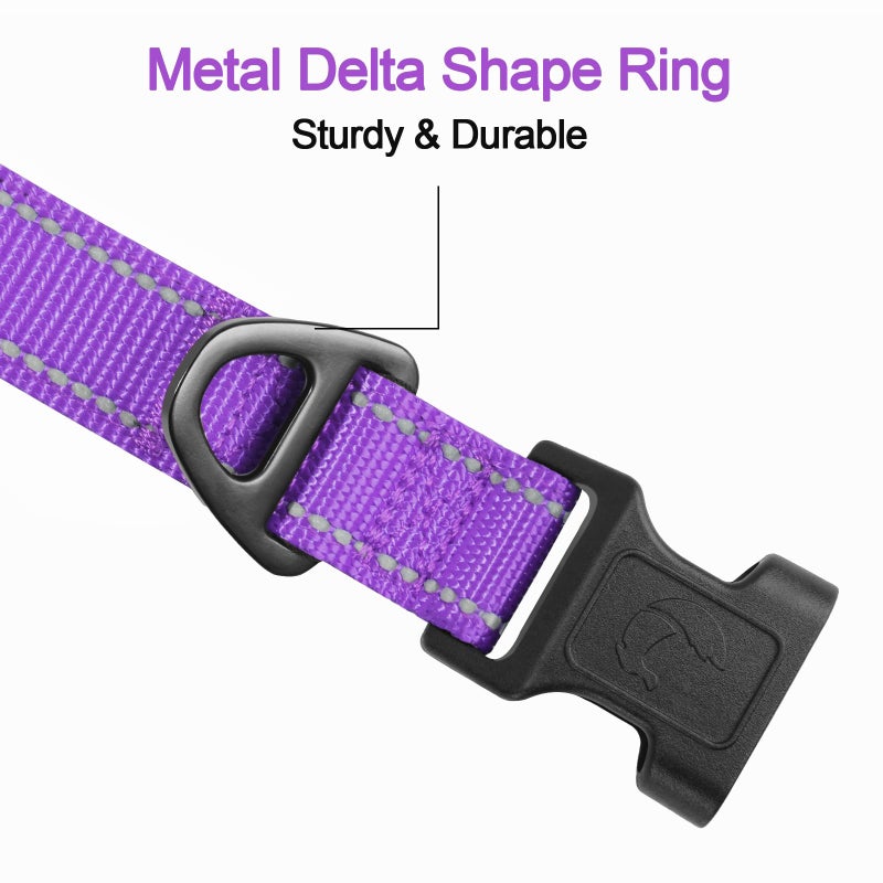 Joytale Reflective Dog Collar,Soft Neoprene Padded Breathable Nylon Pet Collar Adjustable for Small Dogs,Purple,S - Image 3